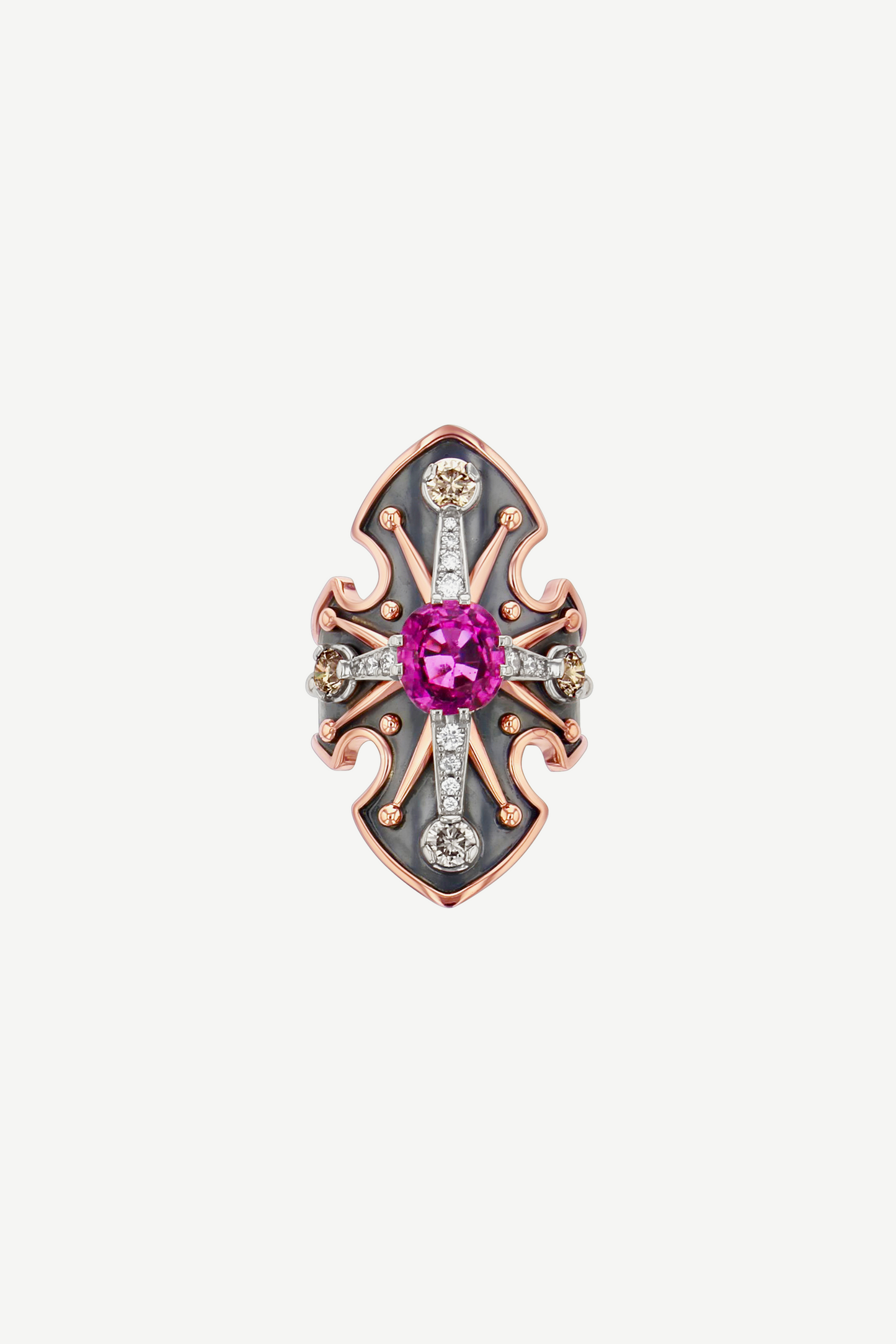 Bague Bouclier Saphir Rose